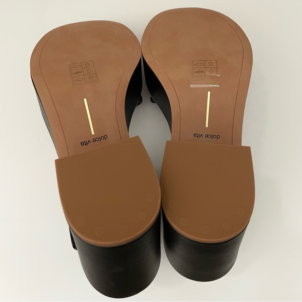 NIB Dolce Vita “Elly” black leather platform sandal size 9.5 - Picture 7 of 11